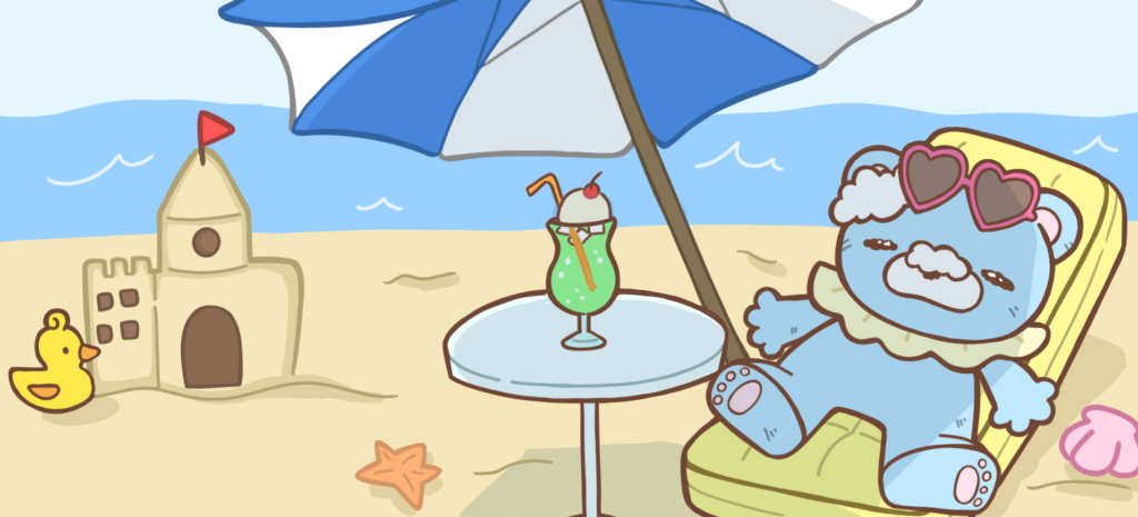 あわあわべあの夏のイラスト。